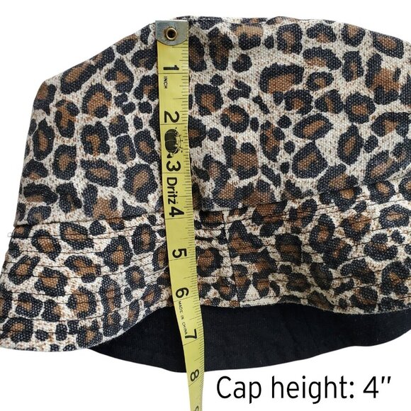 Leopard Print / Black Reversible Bucket Hat Size S - Picture 10 of 13